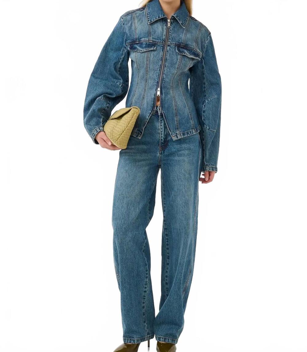NEW GESTUZ melu denim jacket in classic mid blue wash